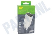 GP GPWCGM3AWHUSB254  GM3A Triple Ports GaN 65W Charger geschikt voor o.a. Power Delivery en Quick Charge 4+