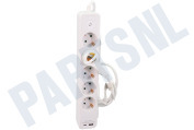 Q-Link 5520376  Tafelcontactdoos 3x 1.5mm2 1.5 meter 1x USB-A, 1x USB-C, Wit geschikt voor o.a. 5 voudig met randaarde en schakelaar