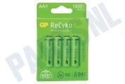 GP GPRCK130AA684C4  LR6 ReCyko+ AA 1300 - 4 oplaadbare batterijen geschikt voor o.a. 1300mAh NiMH