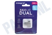 Integral INFD128GB360CDL3.0  360-C Dual Typer-C & USB3.0 Flash Drive 128 GB geschikt voor o.a. USB-C & USB3.0 Flash Drive
