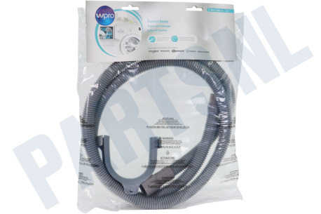 Whirlpool Wasmachine TVS229 Slang pomp afvoer Afv.slang 2 mtr Recht/Recht 22mm
