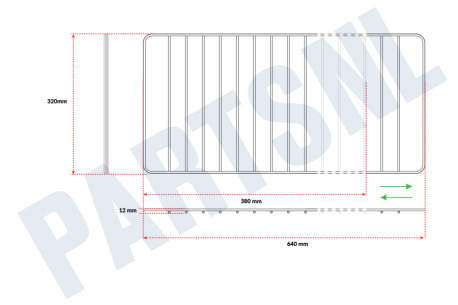 Universeel Rooster geschikt voor Universeel Uitschuifbaar 380mm tot 640mm