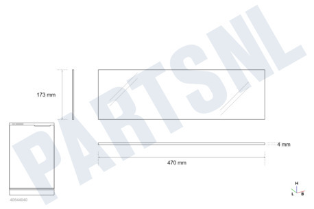 Smeg Koelkast Glasplaat Van groentelade 470x174x4mm
