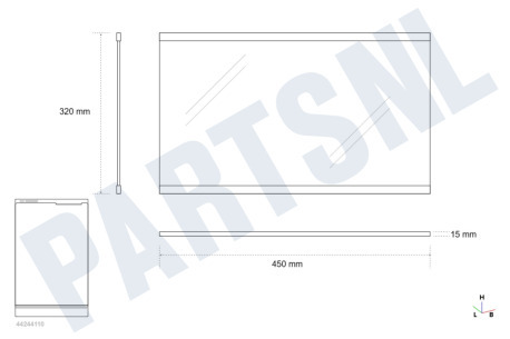 Zanussi-electrolux Koelkast Glasplaat 450x320mm met strip