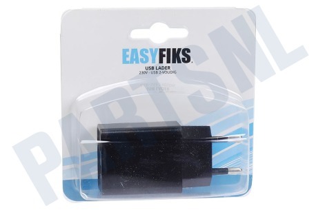 Easyfiks  USB oplader 230V 2,1A/5V 2-poort zwart