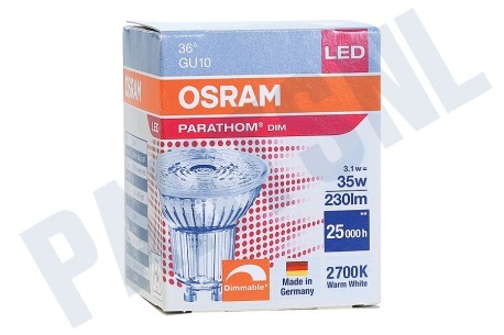 Osram 4052899957909 Parathom Reflectorlamp GU10 PAR16 3.1W Dimbaar
