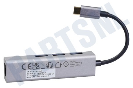 ACT AC7055 3-Poorts USB-C 3.2 Hub met Gigabit Ethernet Poort