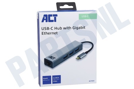 ACT AC7055 3-Poorts USB-C 3.2 Hub met Gigabit Ethernet Poort