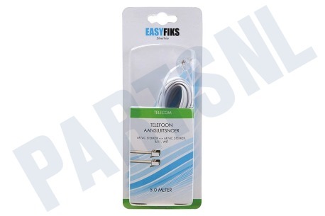 Easyfiks Telefoonkabel Wit, 2x RJ11 6p4c Male, 5.0 Meter