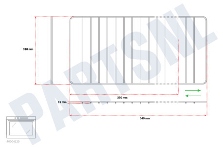 Universeel Rooster geschikt voor Universeel Oven rooster 350-560mm x 317mm