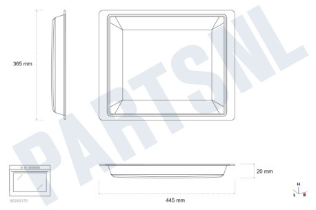Hotpoint Oven-Magnetron 137834, C00137834 Bakblik 445x365mm -emaille-