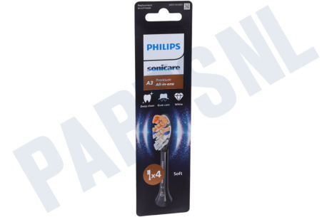 Philips HX9094/88 Tandenborstelset Premium All-in-One A3 opzetborstels, 4 stuks, zwart