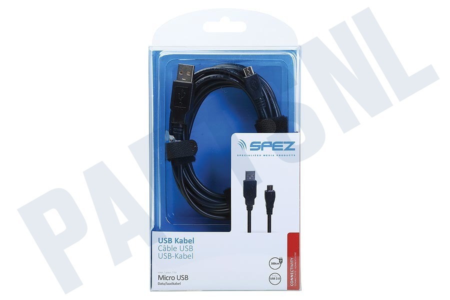 Spez Micro USB Kabel 300cm Zwart