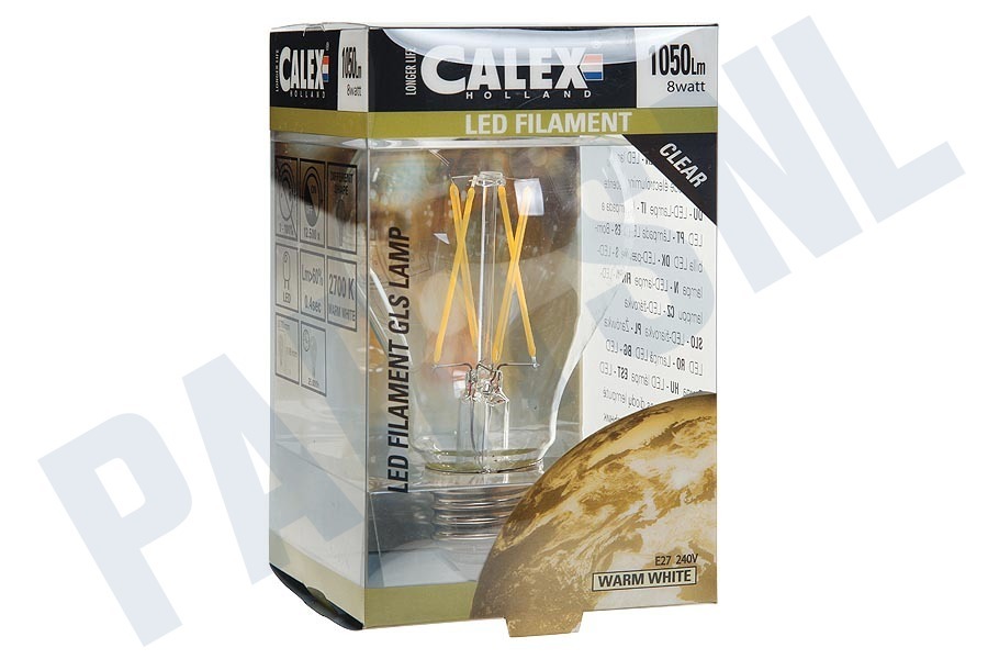 Calex 425210 Calex LED volglas Filament Standaardlamp Helder 8W