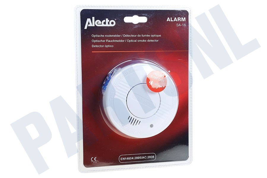 Alecto SA-18 Rookmelder Alarmsignaal 85dB, Optisch