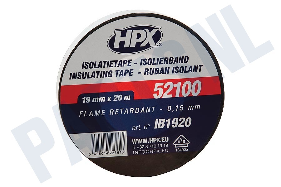 HPX 52100 PVC Isolatietape Zwart 19mm x 20m