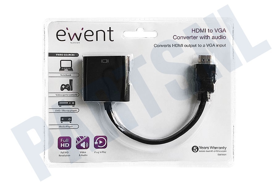 Ewent EW9864 HDMI naar VGA Converter met audio