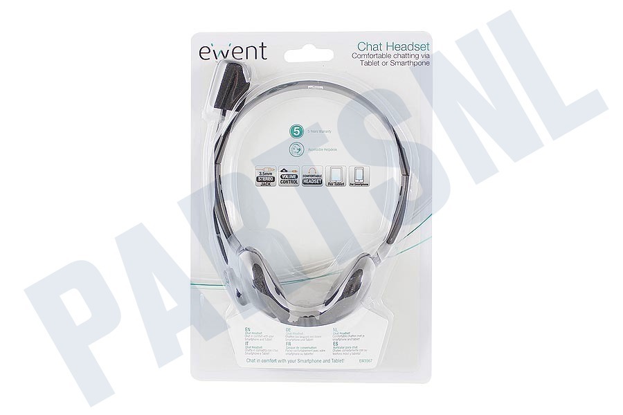 Ewent Hoofdtelefoon Chat headset met verstelbare microfoon