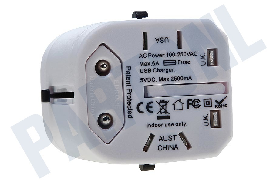 Mobilize 21895 Mobilize International Travel Adapter incl 2-Port USB