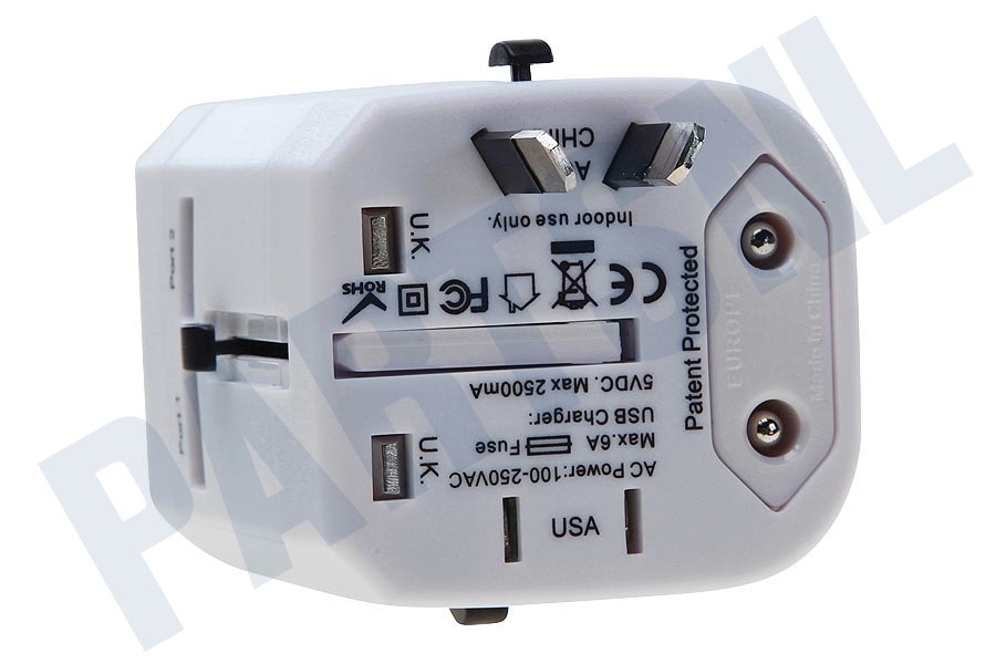 Mobilize 21895 Mobilize International Travel Adapter incl 2-Port USB