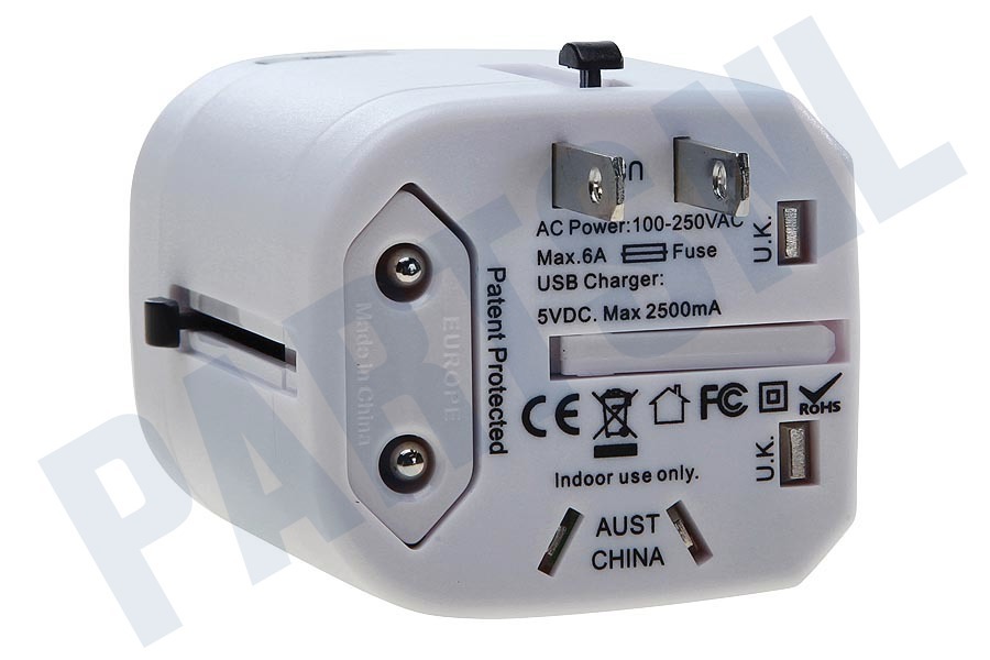 Mobilize 21895 Mobilize International Travel Adapter incl 2-Port USB