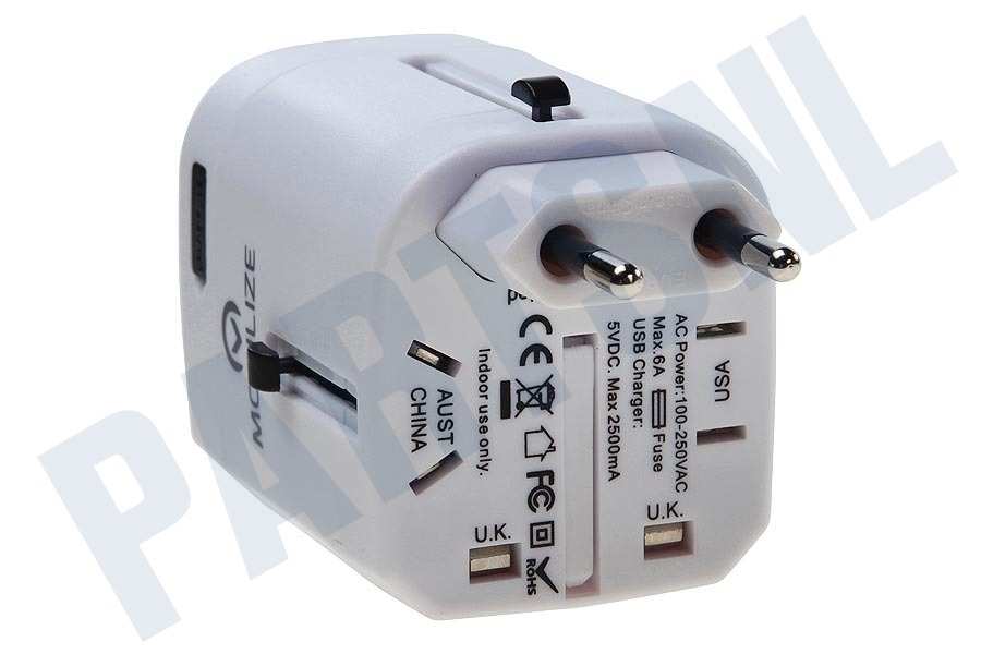 Mobilize 21895 Mobilize International Travel Adapter incl 2-Port USB