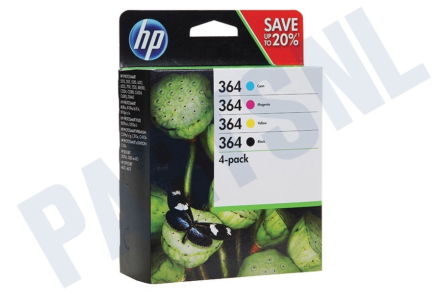 HP Hewlett-Packard N9J73AE Inktcartridge No. 364 Combo 4-pack BK/C/M/Y