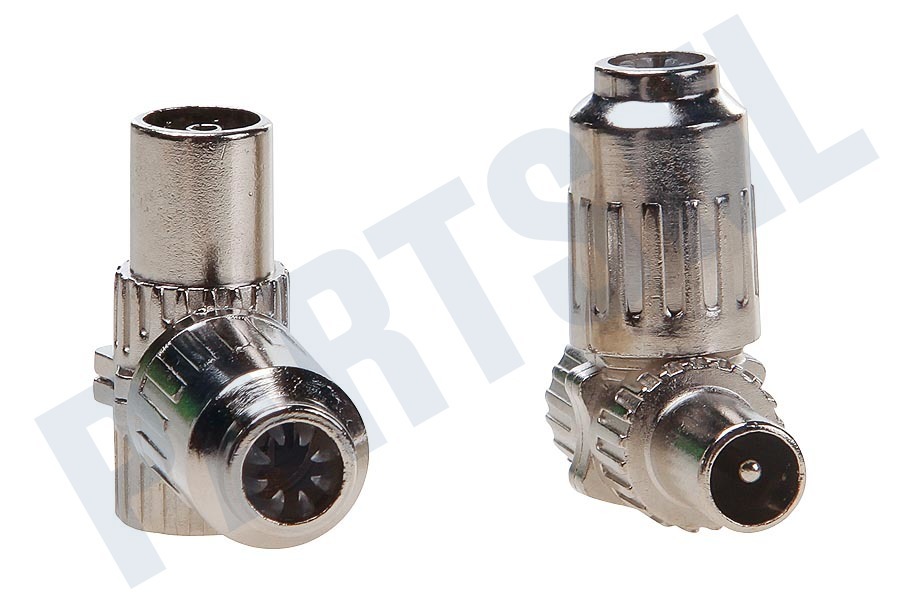 Easyfiks Coax Stekker Haaks, IEC Male en Female, Metaal