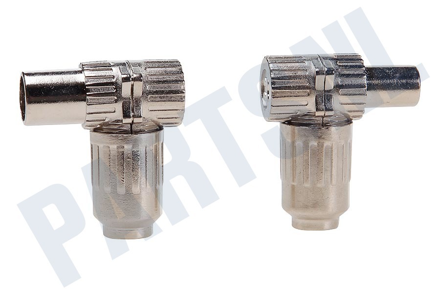 Easyfiks Coax Stekker Haaks, IEC Male en Female, Metaal