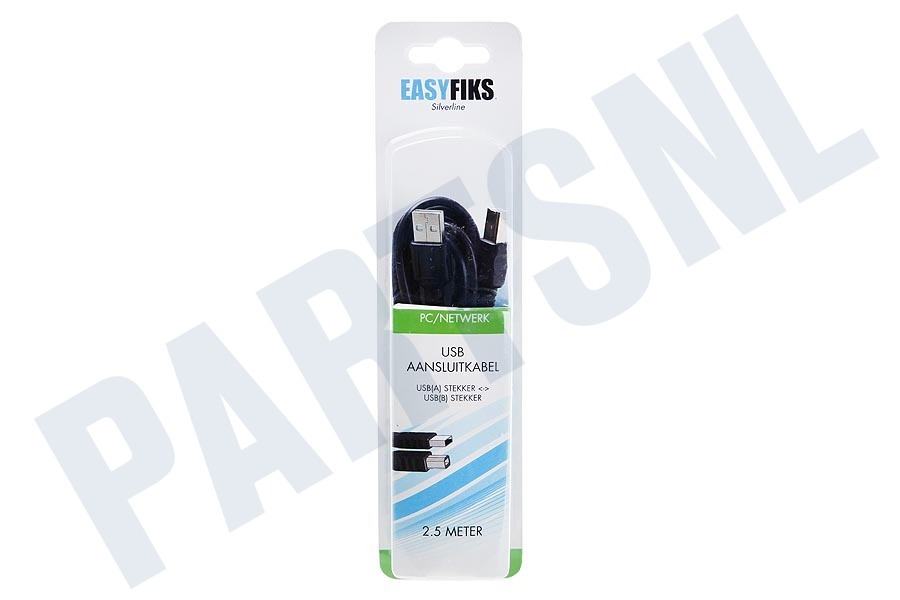 Easyfiks USB Aansluitkabel 2.0 A Male - USB 2.0 B Male, 2.5 Meter
