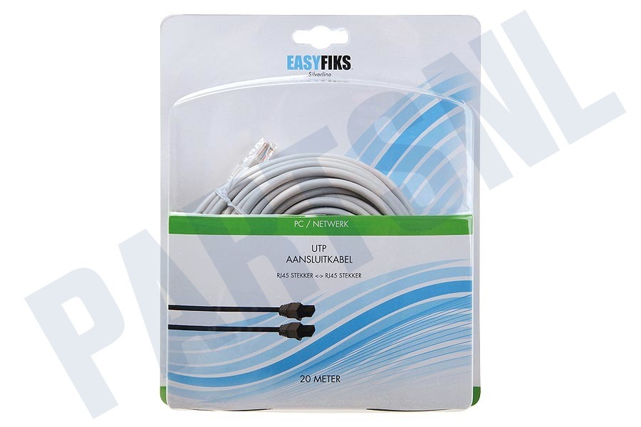Easyfiks UTP CAT5E Netwerkkabel Grijs, 20.0 meter, 2x RJ45 Male