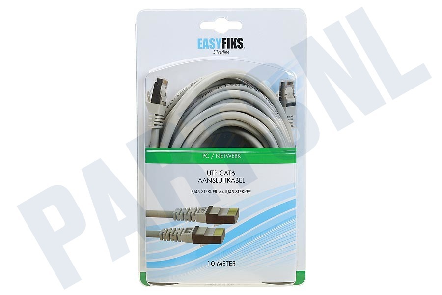 Easyfiks UTP CAT6E Netwerkkabel Grijs, 10 meter, 2x RJ45 Male