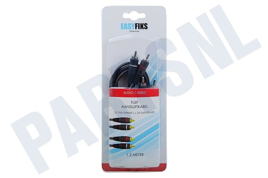 Easyfiks Tulp Kabel 2x RCA Male-2x RCA Male, 1.2 meter, Verguld