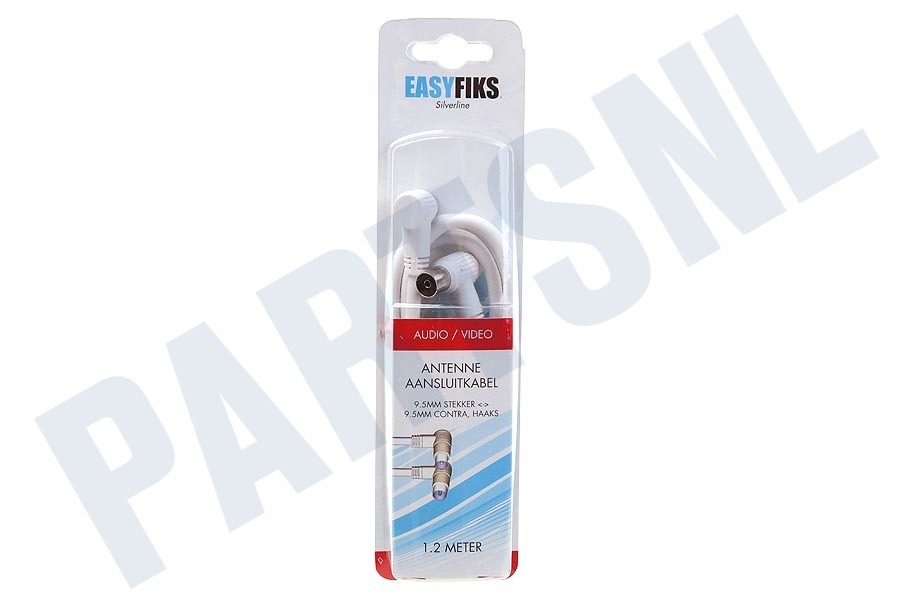 Easyfiks Antenne Kabel Coax, Haaks, IEC Male en Female, 1.2 Meter
