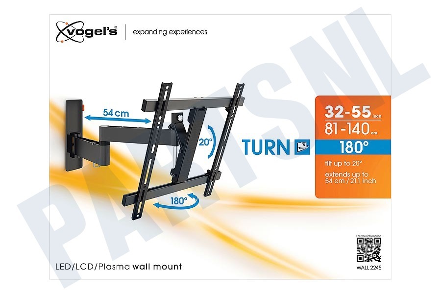 Vogels WALL 3245 Draai-/Kantelbare muursteun voor TV schermen 32-55 inch