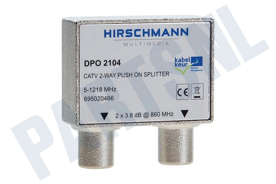 Hirschmann DPO2104 Coax Splitter IEC Female ingang, 2x Male uitgang, nummer 11