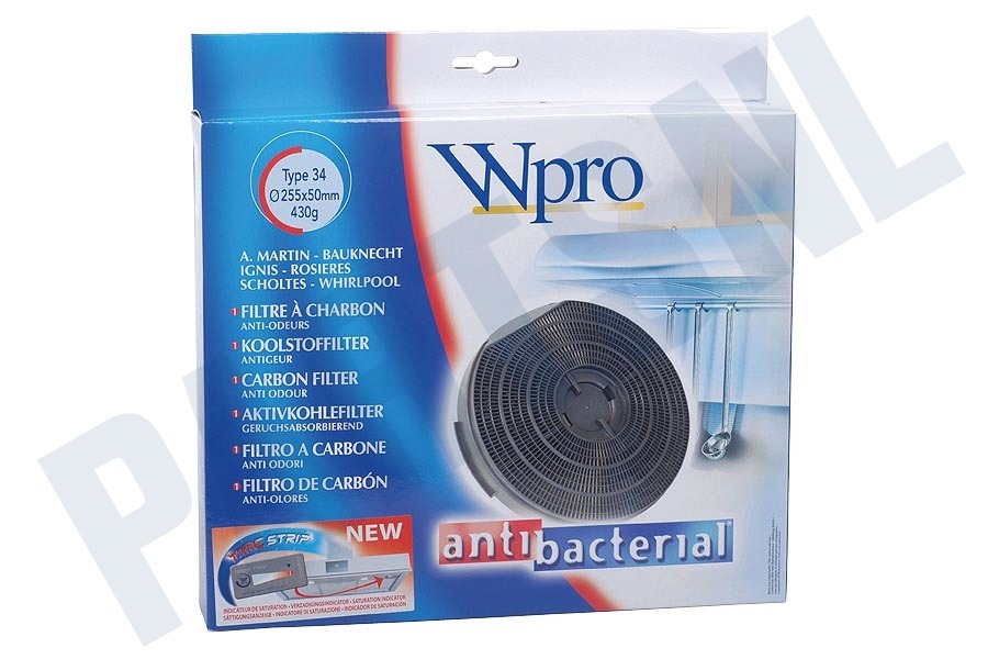 Whirlpool Afzuigkap CHF34 Filter koolstof Model 34 -25cm-