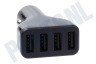 Easyfiks USB oplader 12V 4,8A/5V 4-poort zwart