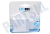 Easyfiks 50042836  USB oplader 230V 4,8A/5V 4-poort wit geschikt voor o.a. Universeel USB
