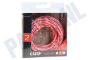 Calex 940276 Calex Textiel Omwikkelde  Kabel Rood/Wit 3m geschikt voor o.a. Max. 250V-60W