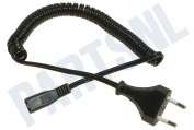 Philips  Snoer 2.5A 230V spiraal zwart 1,8M geschikt voor o.a. Aansluitkabel voor scheerapparaat braun, philips etc