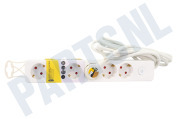 Q-Link 5520364  Tafelcontactdoos 3x 1.5mm2 1.5 Meter Wit geschikt voor o.a. 6 Voudig zonder Randaarde, Schakelaar