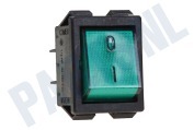 Universeel 432470  Schakelaar Groot + groen lampje 4 x 6.3 mm AMP geschikt voor o.a. 16A 250V