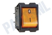 Universeel 432471  Schakelaar Groot + oranje lampje, 4 x 6.3 mm AMP geschikt voor o.a. 16A 250V