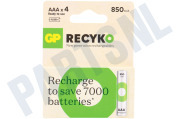 GP GPRCK85AAA659C4  LR03 ReCyko+ AAA 850 - 4 oplaadbare batterijen geschikt voor o.a. 850mAh NiMH