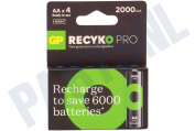 GP GPRCP200AA734C4  LR6 ReCyko+ Pro AA 2000 - 4 oplaadbare batterijen geschikt voor o.a. 2000mAh NiMH