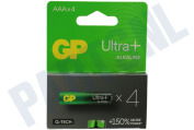 GP GPULP24A985C4 LR03 AAA batterij GP Alkaline Ultra Plus 1,5V 4 stuks geschikt voor o.a. Potlood Ultra Plus Alkaline