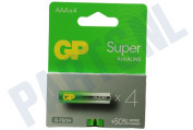 GP GPSUP24A224C4 LR03 AAA batterij GP Super Alkaline 1,5V 4 stuks geschikt voor o.a. Potlood Super Alkaline