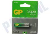 GP GPSUP15A763C4 LR06 AA batterij GP Super Alkaline 1,5V 4 stuks geschikt voor o.a. Penlite Super Alkaline
