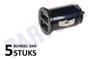 USB Autolader Dual 5V / 2.1A, Zwart